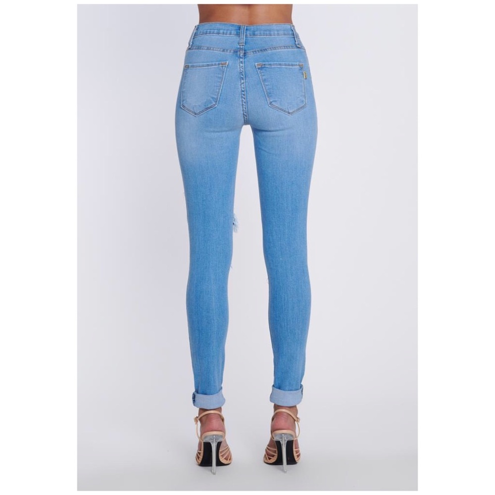 Distressed Tencel High Waist Skinny Jeans - Picture 6 of 7